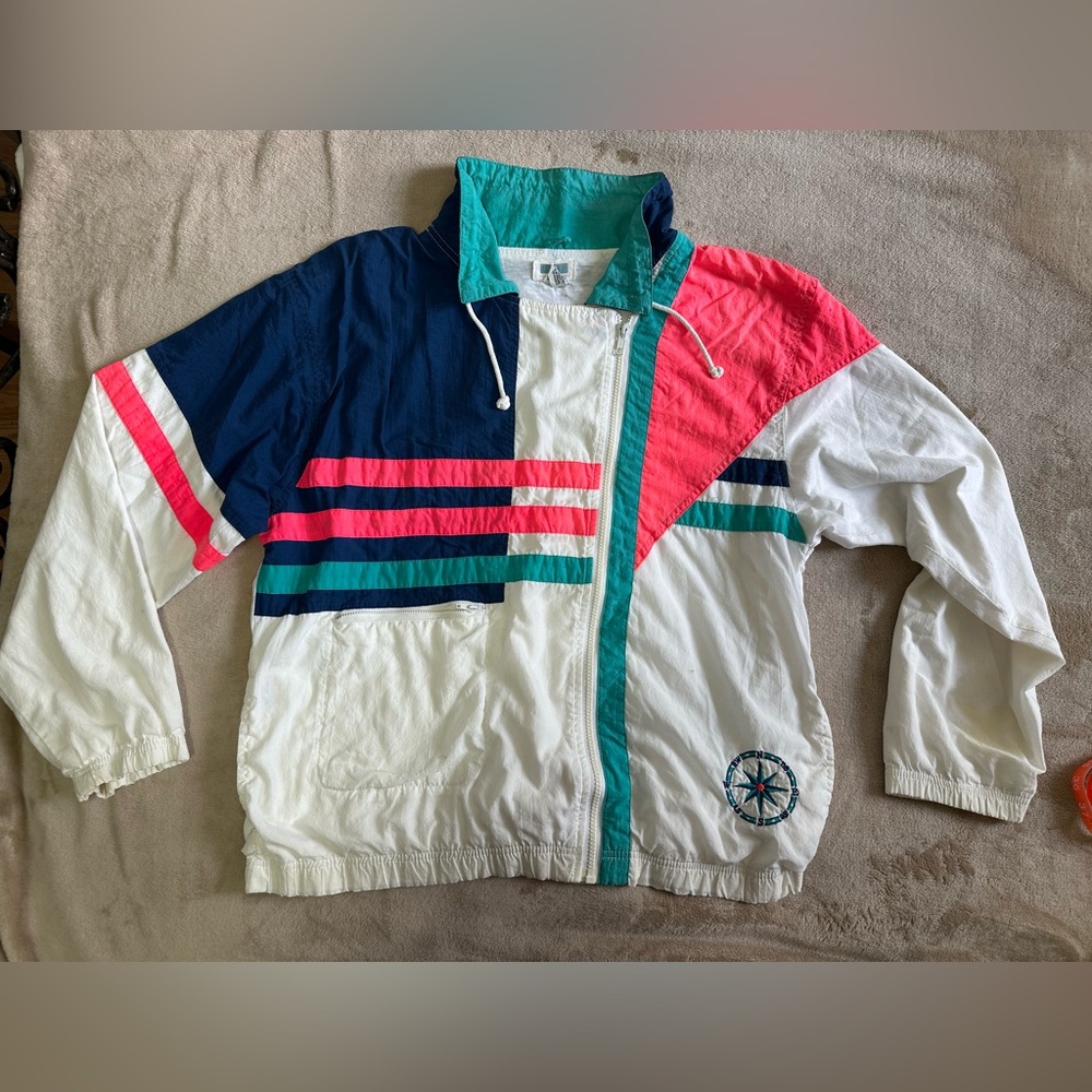 Vintage Neon Colorful Windbreaker Jacket Retro